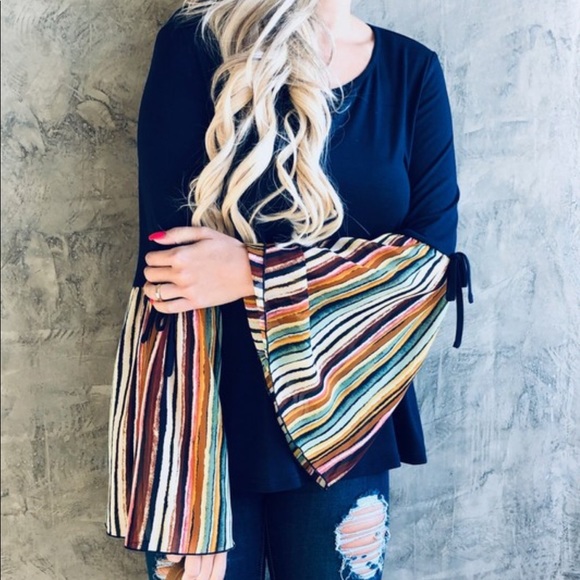 And Why Multi Colored Bell Sleeve Tee - Picture 3 of 4